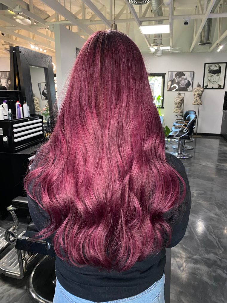 Deep burgundy, long waves